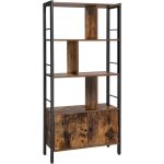 Biblioteca cu rafturi si 2 usi Alinru, Vasagle, 74 x 30 x 154.5 cm, PAL/otel, maro rustic