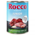 24x400g Pasăre cu vânat & orez Rocco Junior hrană umedă pentru câini