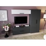 Living Pati 112 - Mobila Sufragerie Gri + Alb