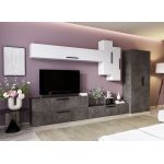 Living Pati 119 - Mobila Sufragerie Gri Beton + Alb