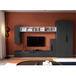 Living Pati 122 - Mobila Sufragerie Gri Antracit + Alb