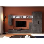 Living Pati 123 - Mobila Sufragerie Gri Beton + Alb