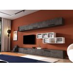 Living Pati 125 - Mobila Sufragerie Gri Beton + Alb