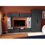 Living Pati 126 - Mobila Sufragerie Gri Antracit + Alb