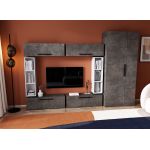 Living Pati 127 - Mobila Sufragerie Gri Beton + Alb