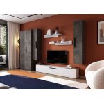 Living Pati 131 - Mobila Sufragerie Gri Beton + Alb