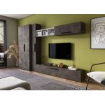 Living Pati 137 - Mobila Sufragerie Gri Beton + Alb