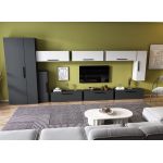Living Pati 140 - Mobila Sufragerie Gri Antracit + Alb
