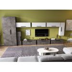 Living Pati 141 - Mobila Sufragerie Gri Beton + Alb