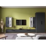 Living Pati 144 - Mobila Sufragerie Gri Antracit + Alb