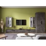 Living Pati 145 - Mobila Sufragerie Gri Beton + Alb