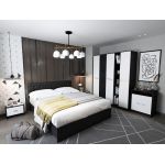 Set Mobila Dormitor Mario 3U 6 piese tapitat wenge