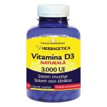 Vitamina D3 Naturala 3000 UI Herbagetica, 120 capsule vegetale