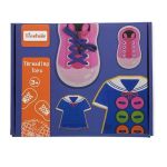 Joc Indemanare din lemn, Invatam sa legam sireturile, Roz, 7Toys