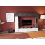 Living Pati 157 - Mobila Sufragerie Gri Beton + Alb