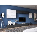 Living Pati 167 - Mobila Sufragerie Gri Antracit + Alb