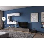Living Pati 173 - Mobila Sufragerie Gri Beton + Alb