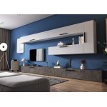 Living Pati 181 - Mobila Sufragerie Gri Beton + Alb