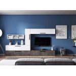Living Pati 185 - Mobila Sufragerie Gri Beton + Alb