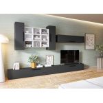 Living Pati 186 - Mobila Sufragerie Gri Antracit+ Alb