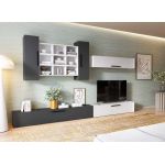 Living Pati 187 - Mobila Sufragerie Gri Antracit+ Alb