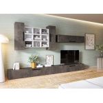 Living Pati 188 - Mobila Sufragerie Gri Beton+ Alb