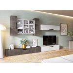 Living Pati 189 - Mobila Sufragerie Gri Beton+ Alb