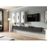 Living Pati 191 - Mobila Sufragerie Gri Antracit + Alb