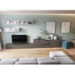 Living Pati 195 - Mobila Sufragerie Gri Beton + Alb