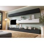 Living Pati 197 - Mobila Sufragerie Gri Antracit + Alb