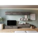 Living Pati 202 - Mobila Sufragerie Gri Beton + Alb