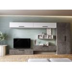 Living Pati 203 - Mobila Sufragerie Gri Beton + Alb