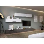 Living Pati 207 - Mobila Sufragerie Gri Beton + Alb
