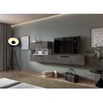 Living Pati 209- Mobila Sufragerie Gri Beton + Alb