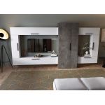 Living Pati 213 - Mobila Sufragerie Gri Beton + Alb