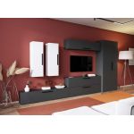 Living Pati 147 - Mobila Sufragerie Gri Antracit + Alb