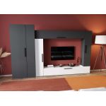 Living Pati 155 - Mobila Sufragerie Gri Antracit + Alb