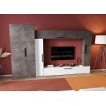 Living Pati 157 - Mobila Sufragerie Gri Beton + Alb