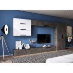 Living Pati 169 - Mobila Sufragerie Gri Beton+ Alb