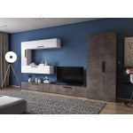 Living Pati 173 - Mobila Sufragerie Gri Beton + Alb
