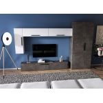 Living Pati 177 - Mobila Sufragerie Gri Beton + Alb