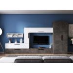 Living Pati 185 - Mobila Sufragerie Gri Beton + Alb