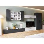 Living Pati 187 - Mobila Sufragerie Gri Antracit+ Alb
