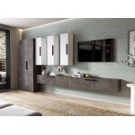 Living Pati 193 - Mobila Sufragerie Gri Beton + Alb