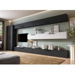 Living Pati 197 - Mobila Sufragerie Gri Antracit + Alb