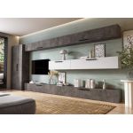 Living Pati 199 - Mobila Sufragerie Gri Beton + Alb