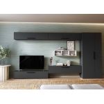 Living Pati 200 - Mobila Sufragerie Gri Antracit + Alb