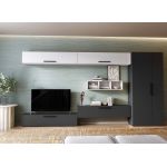 Living Pati 201 - Mobila Sufragerie Gri Antracit + Alb