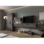 Living Pati 209- Mobila Sufragerie Gri Beton + Alb