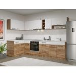 Set Mobila Bucatarie Colt Gastro 140*300 Alb/Stejar - C29